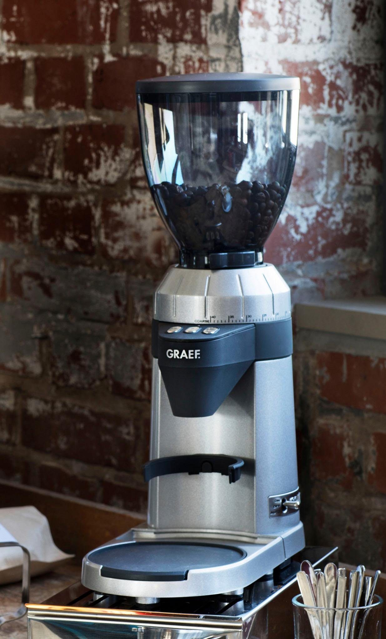 Graef Kaffeemühle Kaffeemühle CM 900, 128 W, Kegelmahlwerk, 350 g Bohnenbehälter, mit automatischer Dosierung, Aluminium Schaufelrad