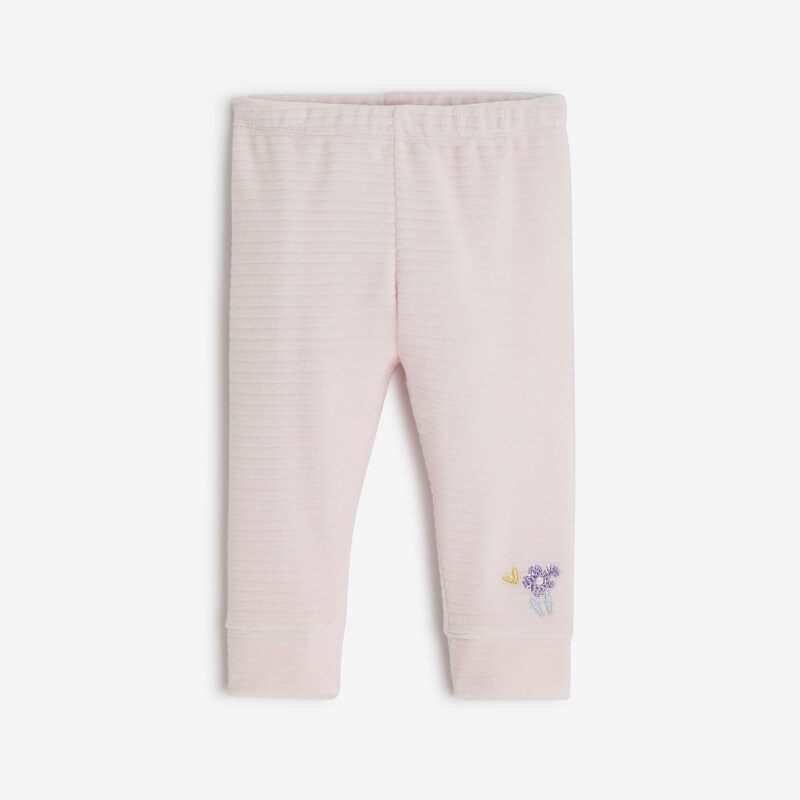 Pantalon bébé fille violine en velours maille côtelée violet Catimini