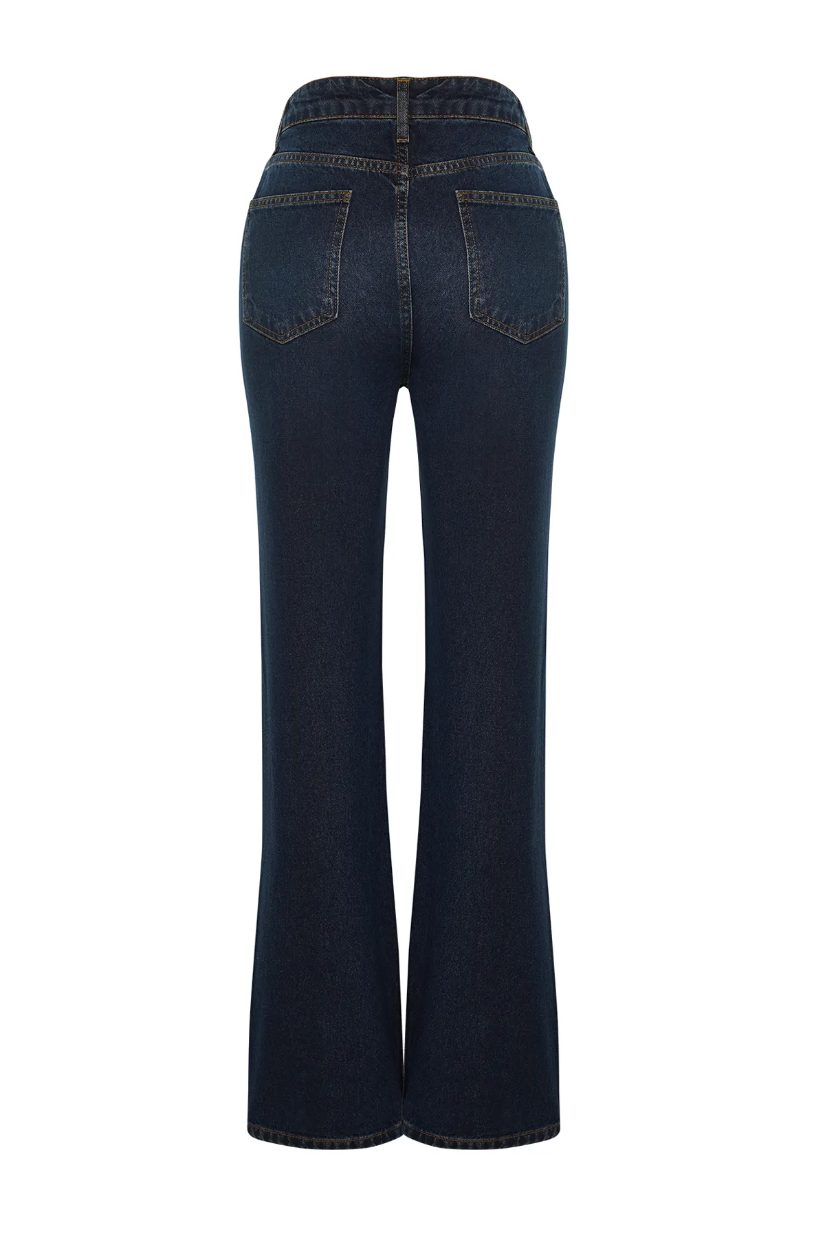 Trendyol Collection  Dunkelblaue Jeans mit hoher Taille und weitem Bein TWOSS24JE00019