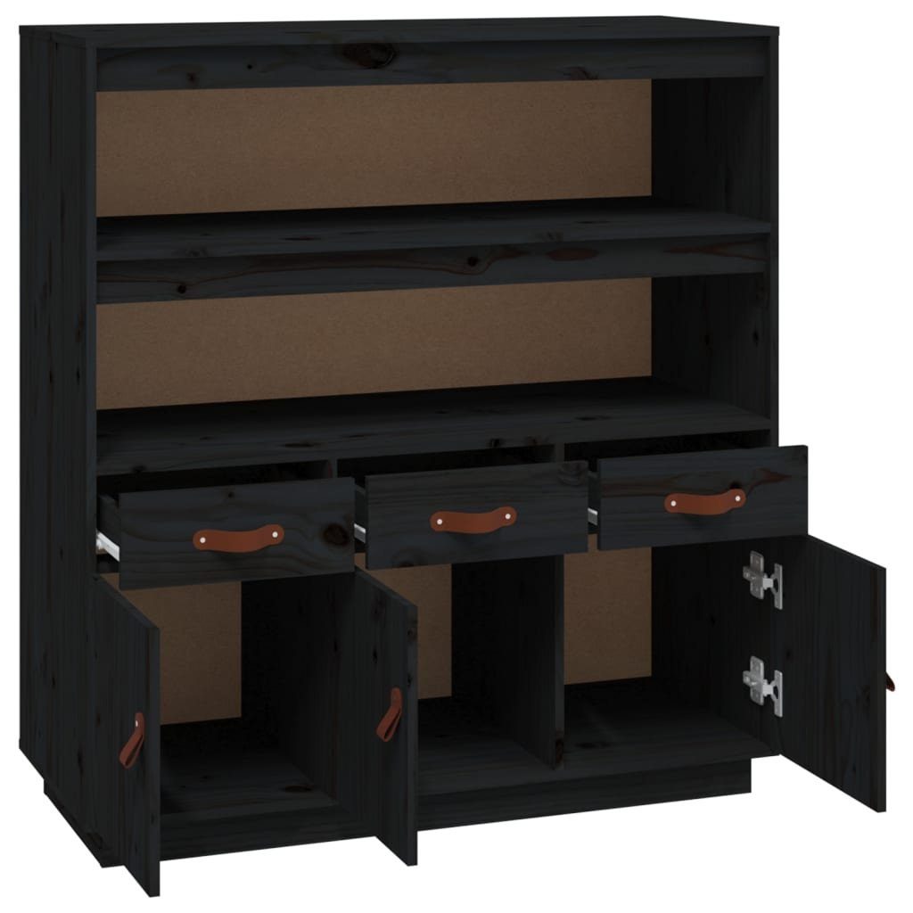 vidaXL Sideboard Highboard Schwarz 100x40x108,5 cm Massivholz Kiefer (1 St)