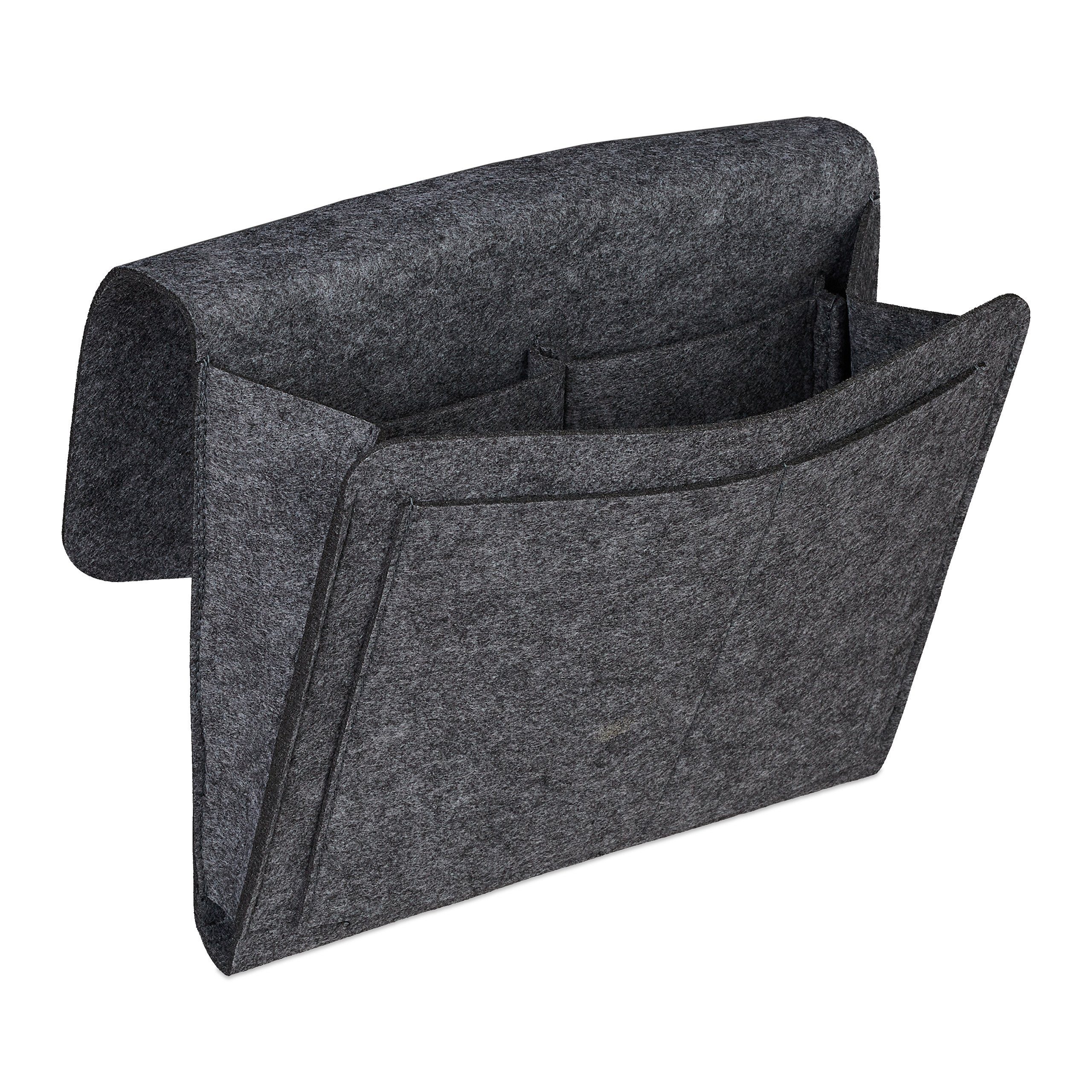 relaxdays Betttasche Betttasche aus Filz, Dunkelgrau