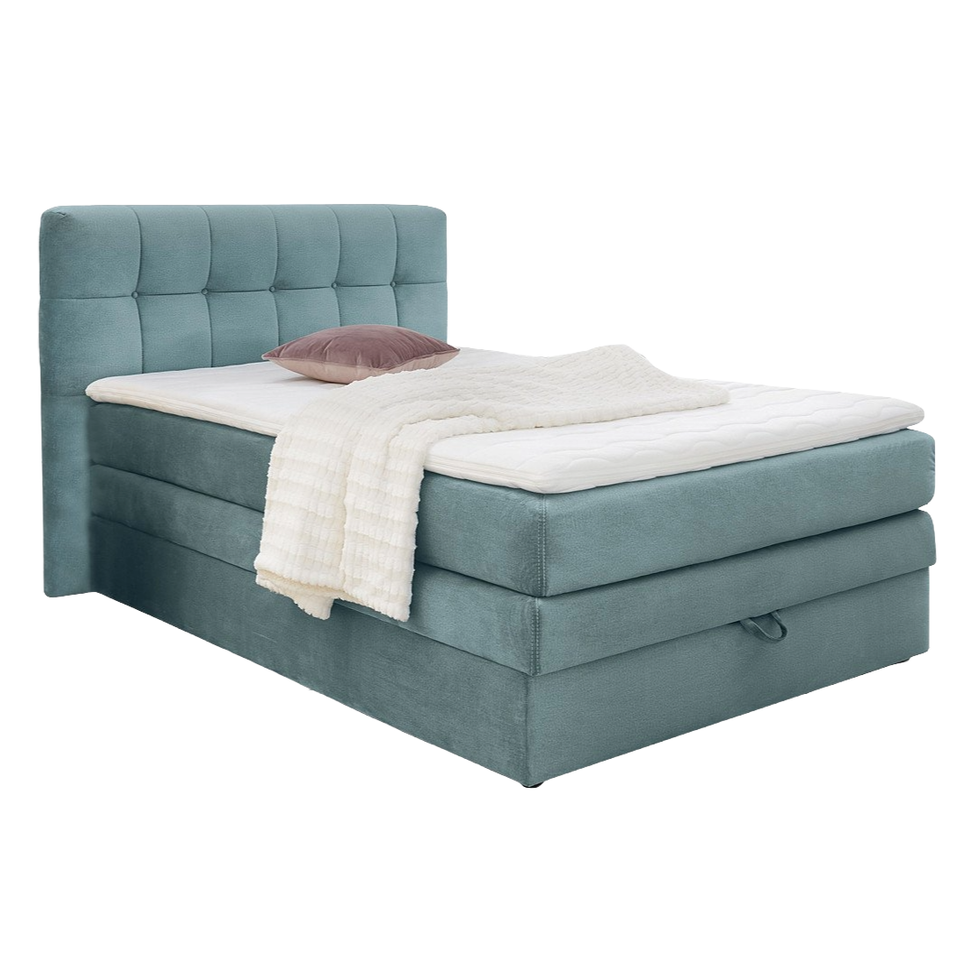 Boxspringbett Amy mit Bettkasten Türkis 140 x 200 cm
