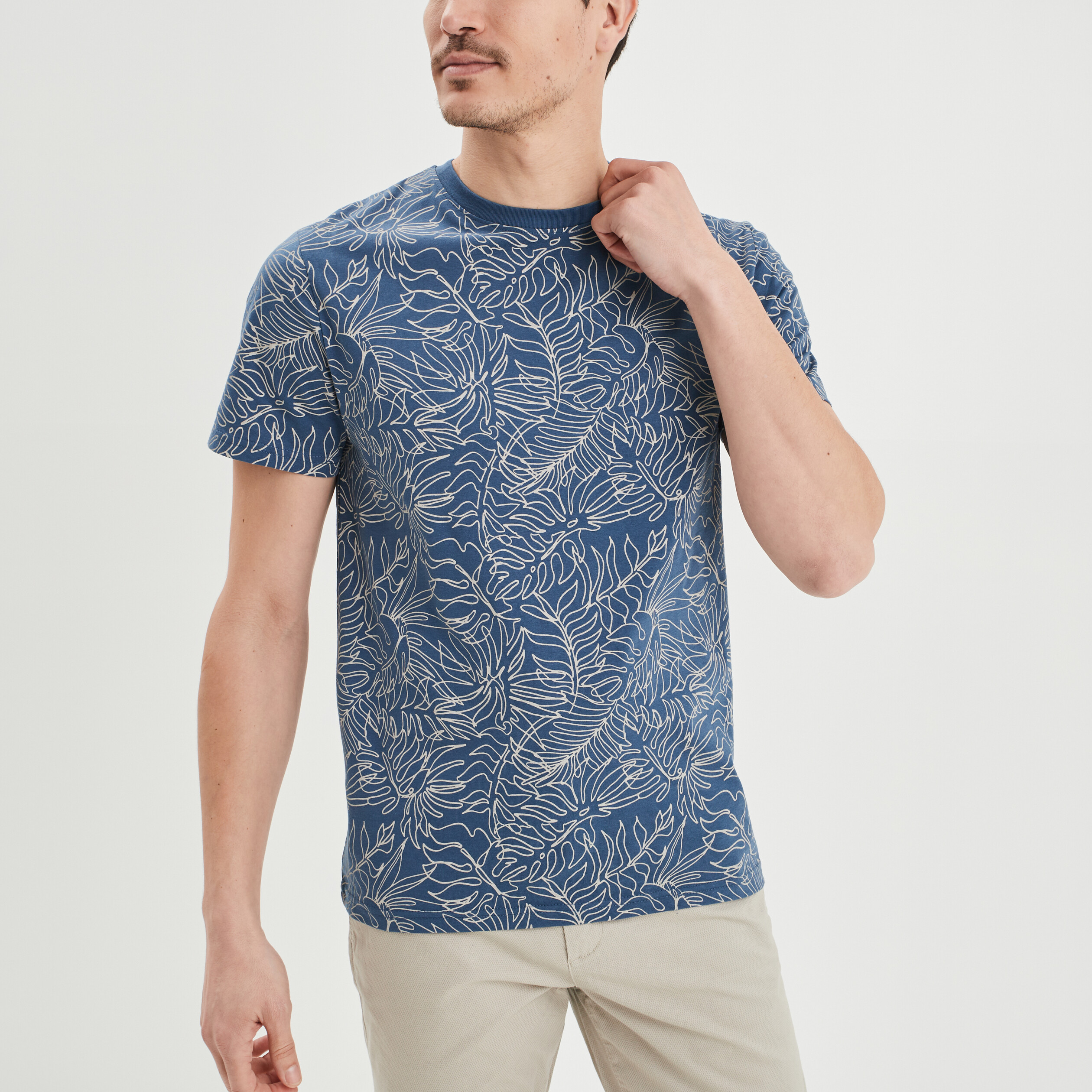 T-shirt manches courtes bleu pétrole homme | La Halle