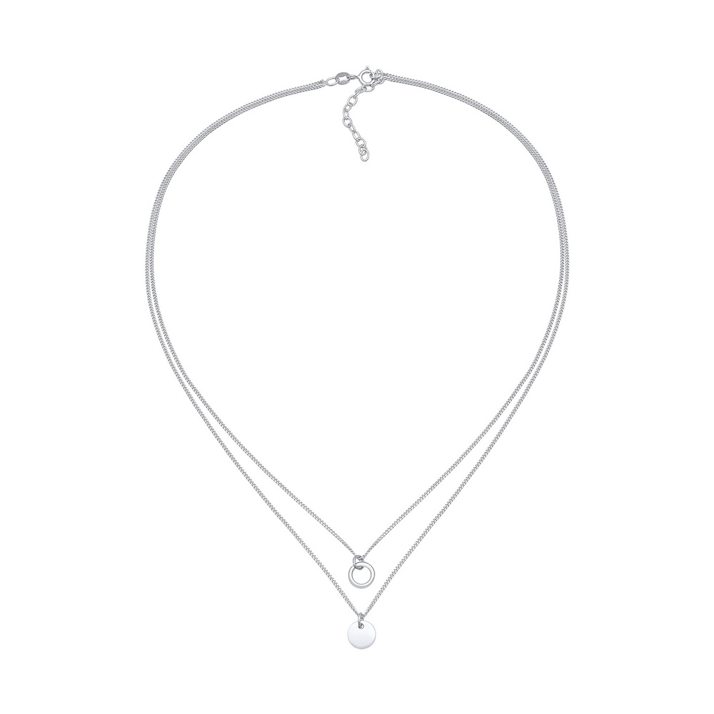 Elli Elli Collier Femmes Couches Cercle Plaquette Pendentif Basique Tendance en Argent collier