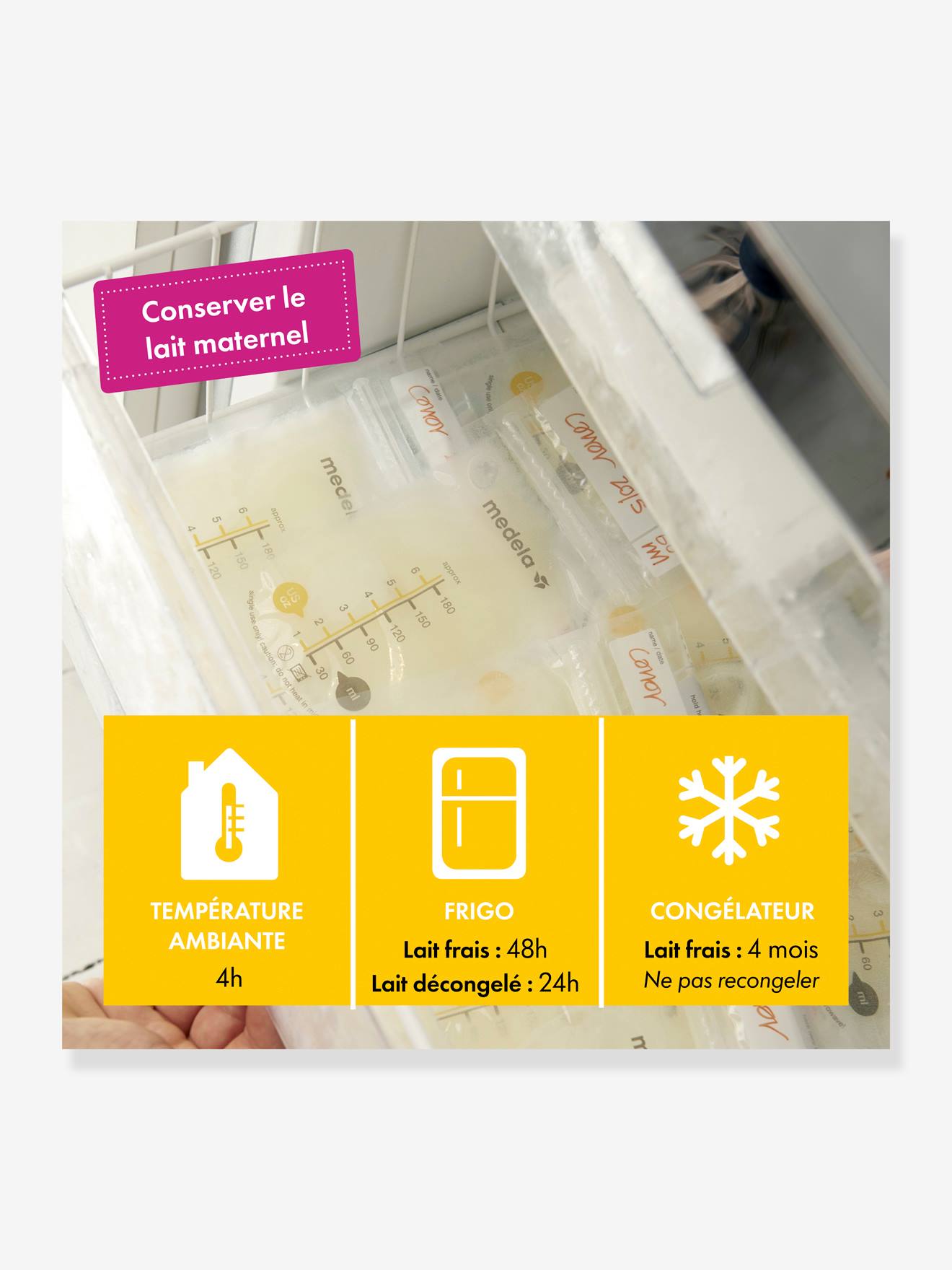 Boîte de 25 sachets de conservation pour lait maternel Pump & Save MEDELA transparent