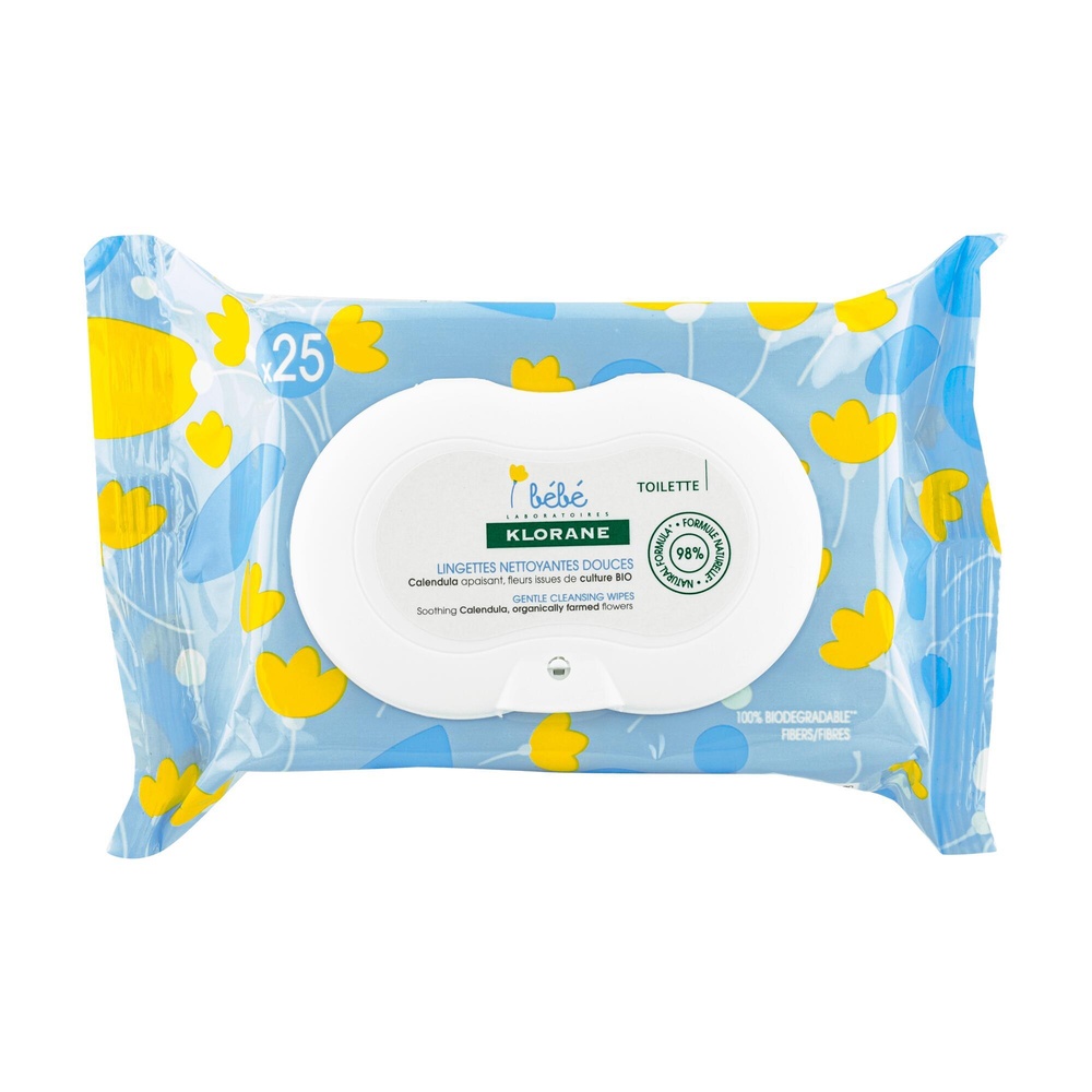 Klorane Bébé Lingettes nettoyantes épaisses 25 u nités Lingettes nettoyantes