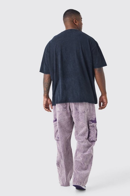 Plus lockere Cord-Cargohose mit Acid-Waschung