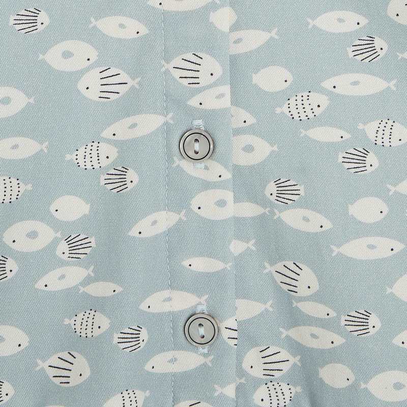 Robe chemisier bébé fille en twill bleue Absorba
