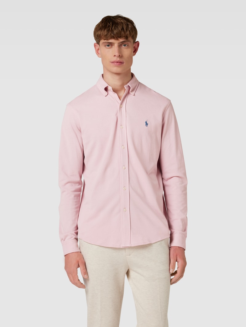 Regular Fit Freizeithemd mit Logo-Stitching in rosé