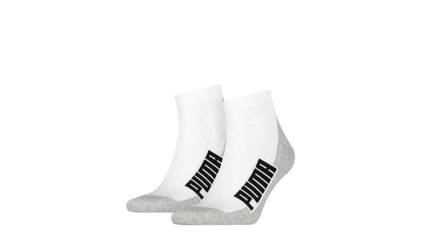 PUMA Unisex Kurzsocken Quarter Cushioned 2er Pack white / grey / black