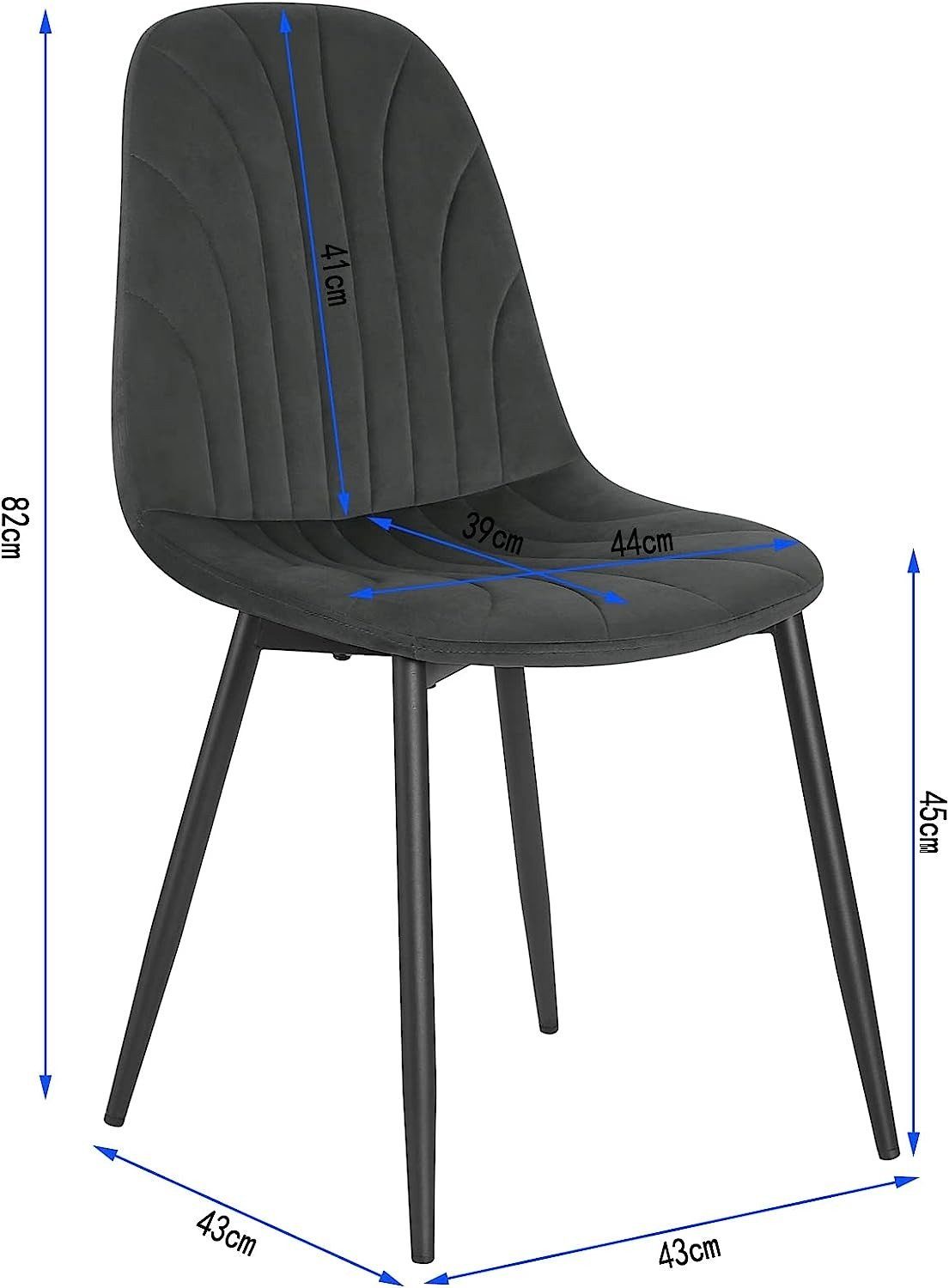 EUGAD Esszimmerstuhl (Set, 2 St), ergonomischer Polsterstuhl mit Samtbezug
