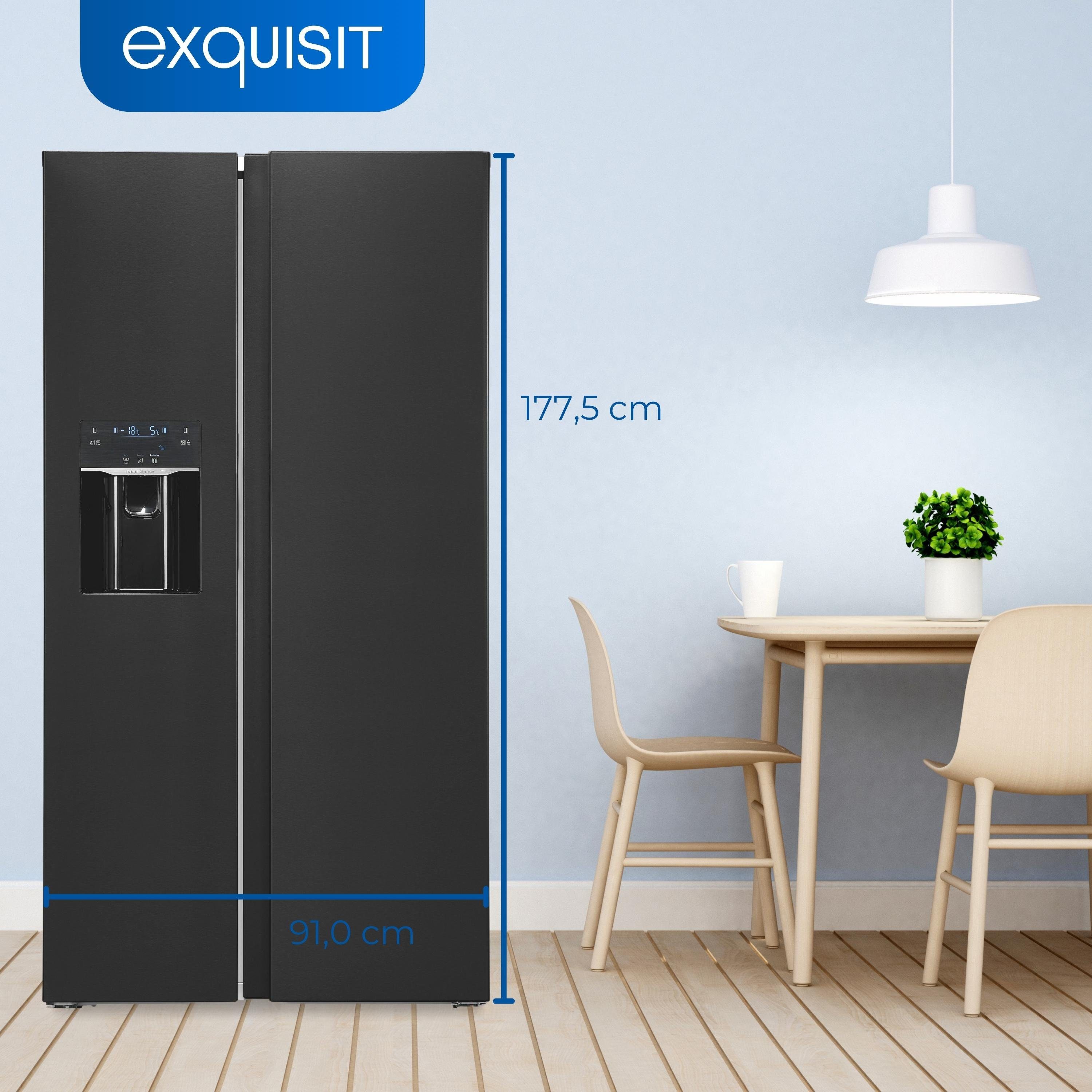 exquisit Side-by-Side SBS520-CF-040E, 177.5 cm hoch, 91 cm breit, Festwasseranschluss, NoFrost, Inverter Kompressor