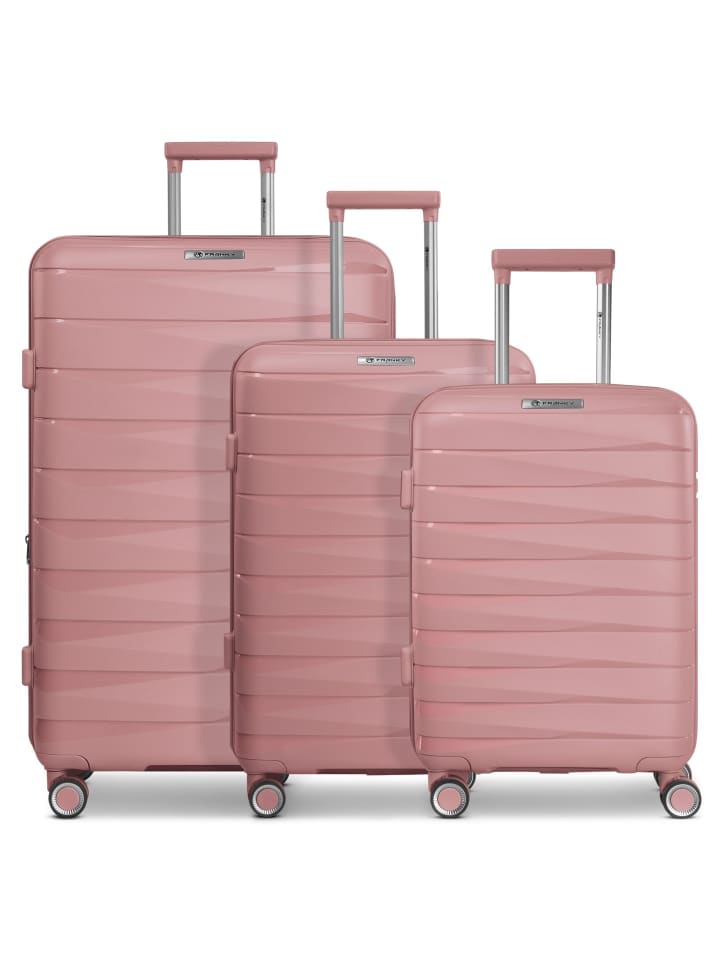 Franky London 4 Rollen Kofferset 3-teilig mit Dehnfalte in rose günstig kaufen onesize