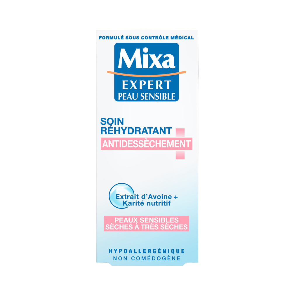 mixa Expert Peau Sensible Soin Visage Réhydratant Antidessèchement