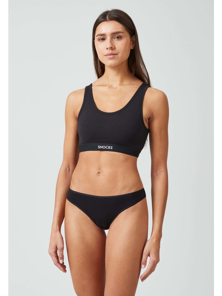 SNOCKS Brazilian Slips aus Bio-Baumwolle 3 Stück in Schwarz günstig kaufen