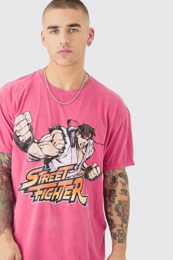 Oversize T-Shirt mit lizenziertem Street Fighter Print