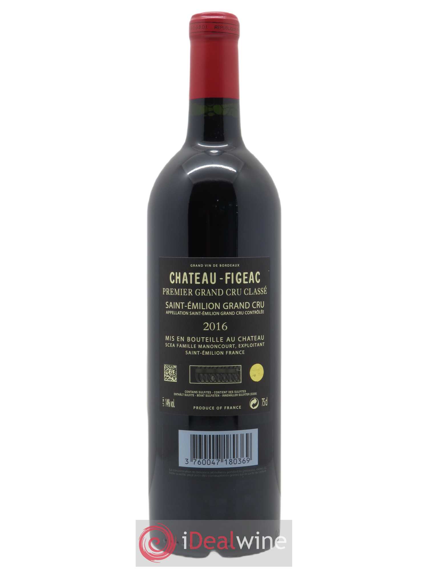 Château Figeac 1er Grand Cru Classé A (CBO à partir de 12 bts) 2016 - Lot de 1 Bouteille