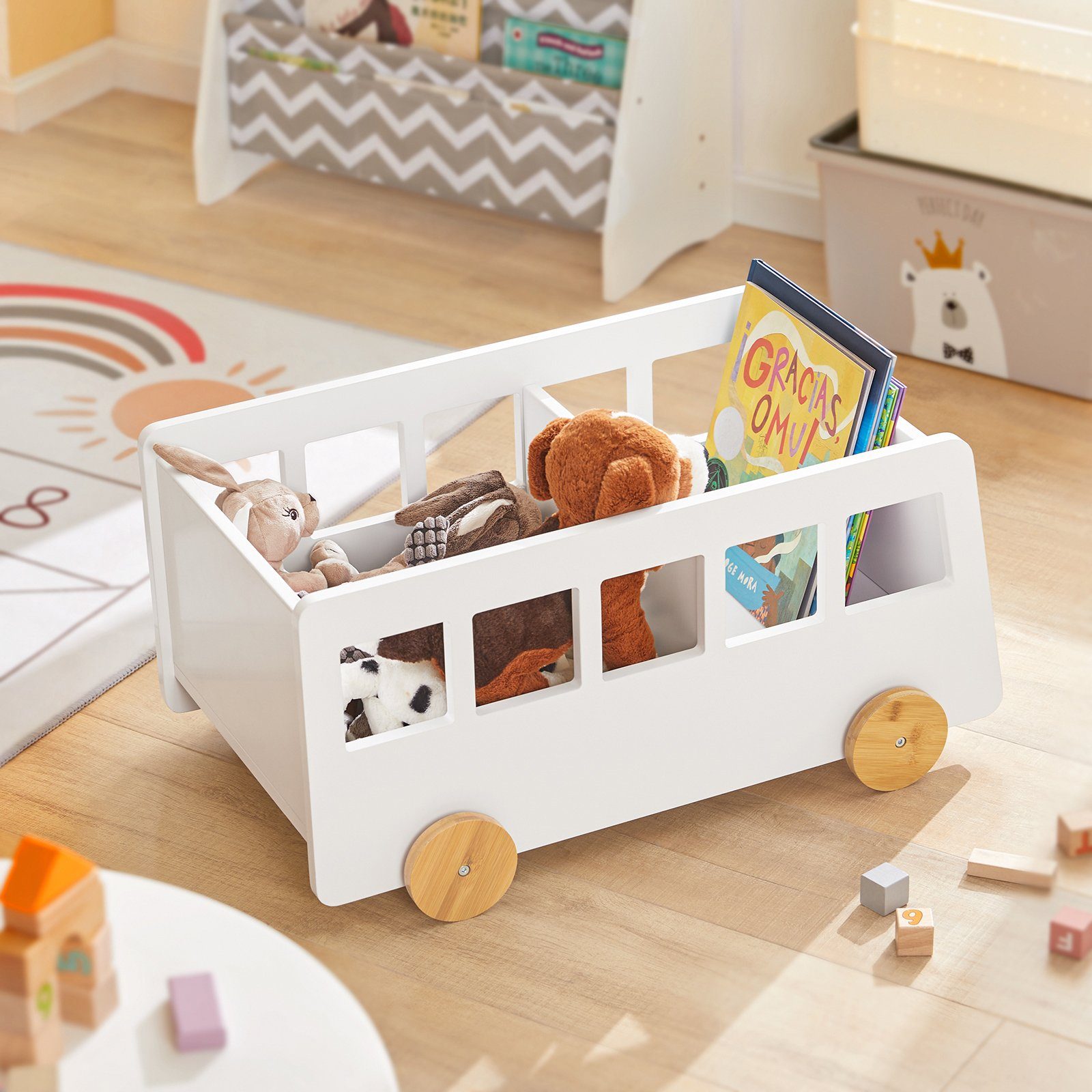 SoBuy Bücherregal KMB41, Kinderregal Aufbewahrungsregal für Kinder Bücherständer Spielzeugregal
