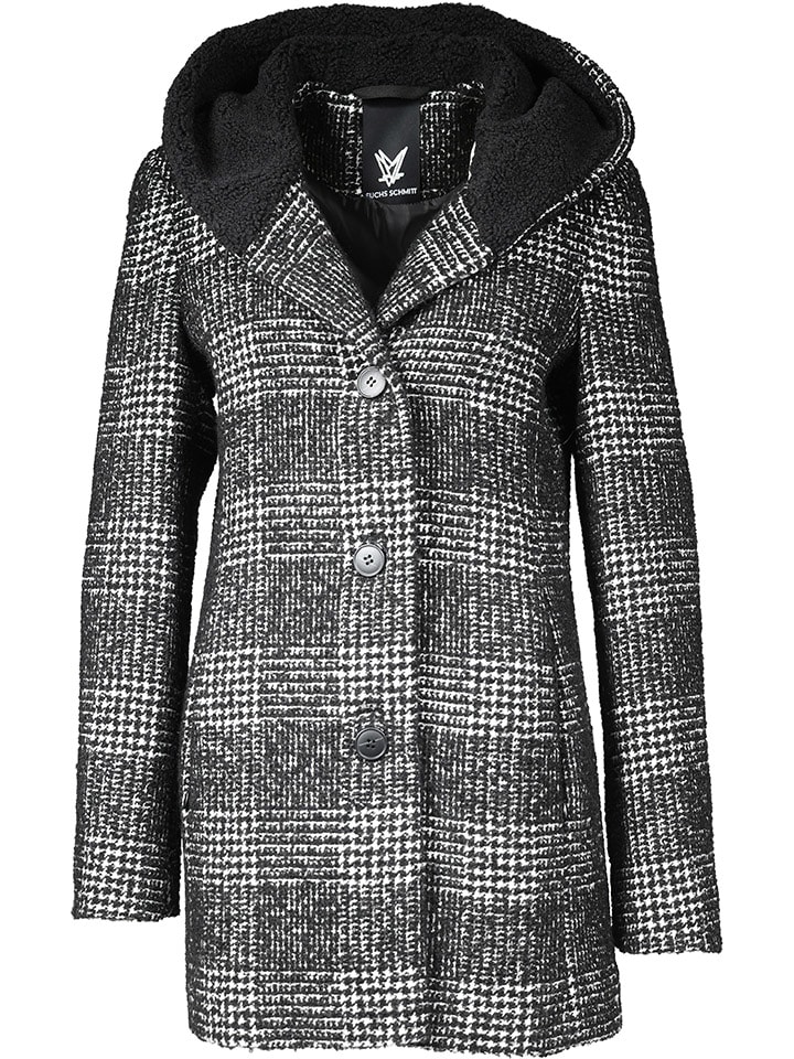 Fuchs Schmitt Wollmantel in Schwarz/ Weiß günstig kaufen