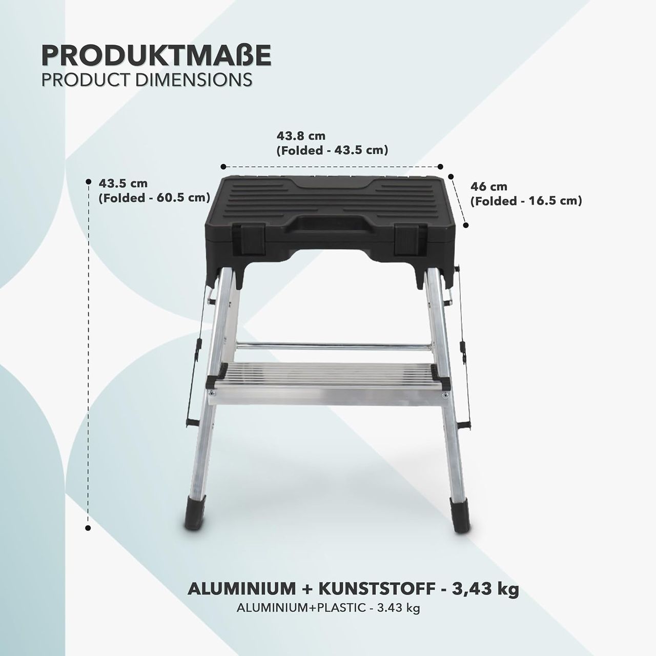 Kraft Werkzeuge Trittleiter zweistufig mit Werkzeugbox