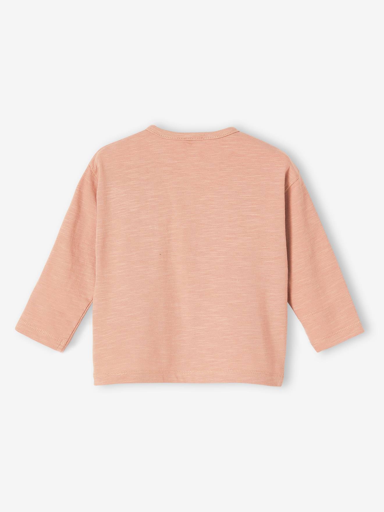 T-shirt en coton flammé bébé poche imprimée beige