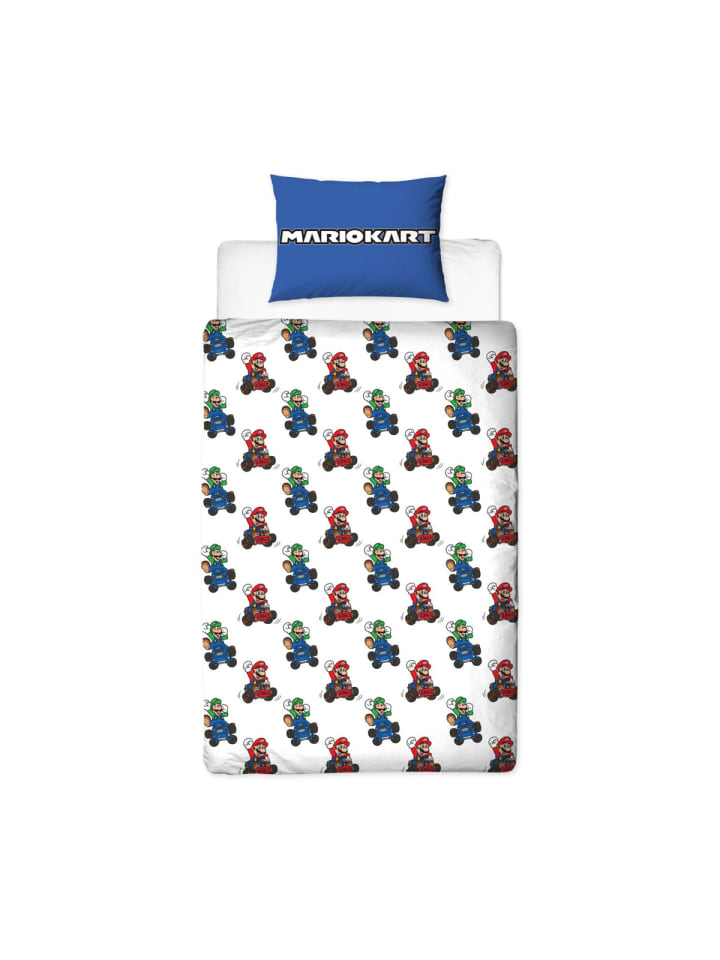 Super Mario Bettwäsche Set aus Microfaser für Kinder – 140x200 cm Bettbezug in Blau günstig kaufen 140 x 200 cm