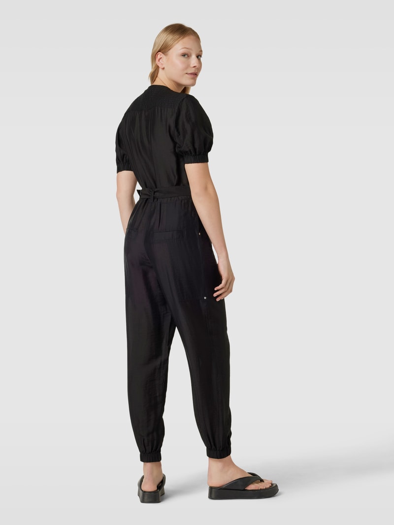 Jumpsuit mit Bindegürtel Modell 'Diretta' in schwarz