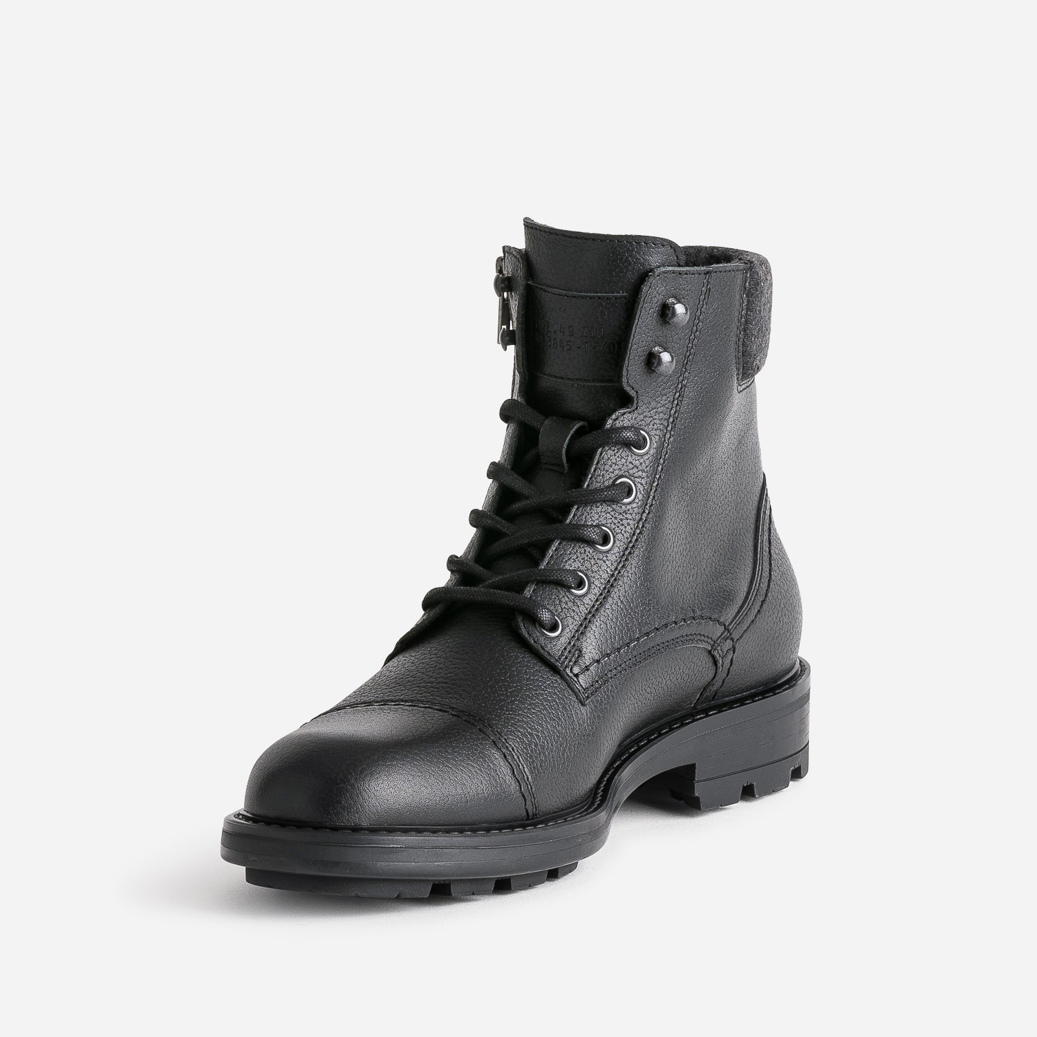 Boots à lacet noir en cuir
