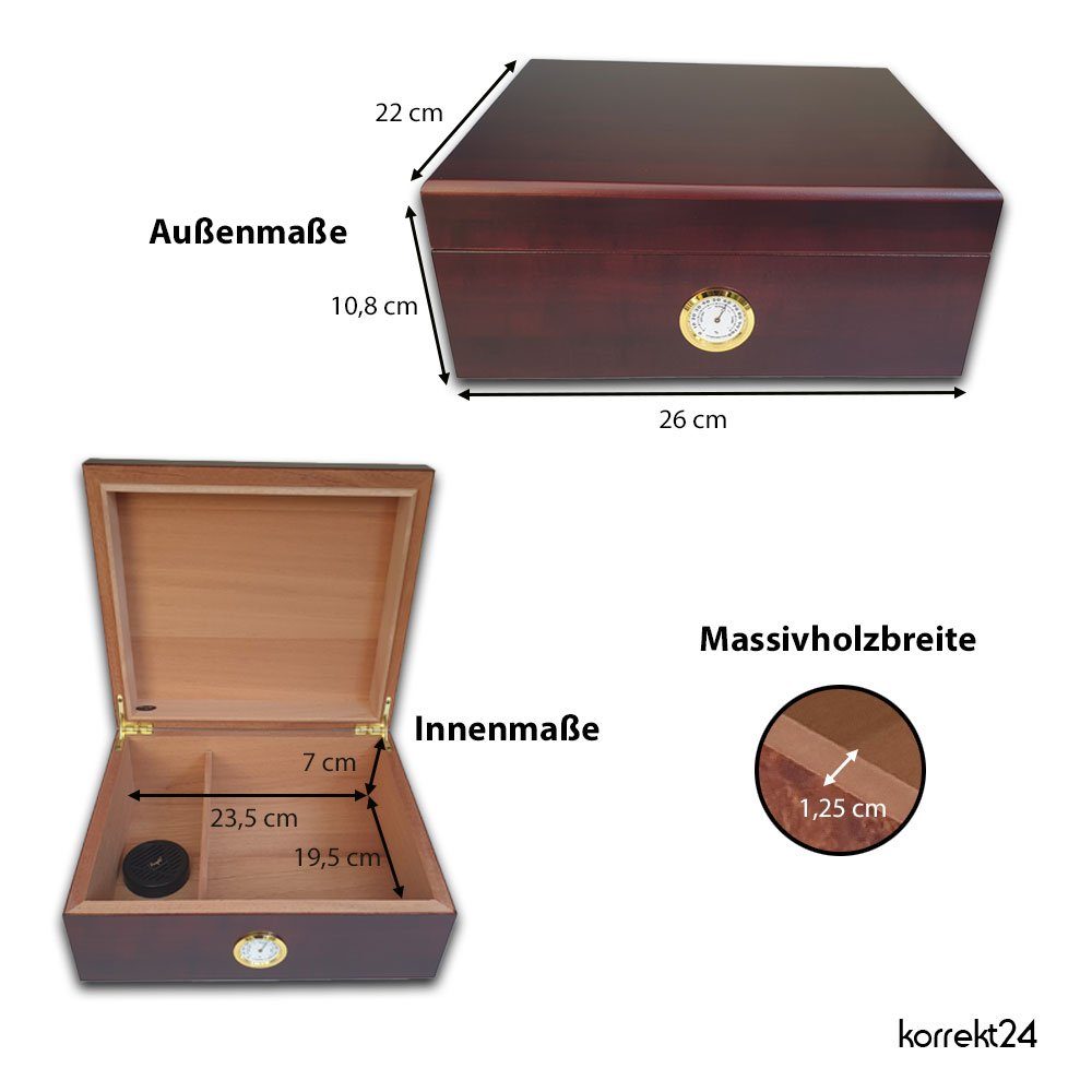 Coumo Humidor Set, Mahaghoni Finish, Für ca. 50 Zigarren
