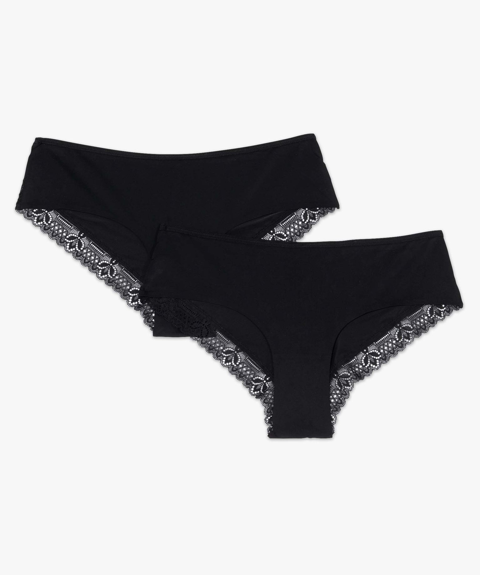 Shorty femme en microfibre et dentelle (lot de 2) noir | GEMO