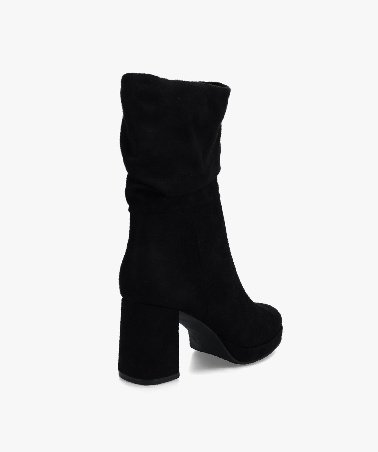 Bottines femme à talon carré dessus suédine unie noir | GEMO