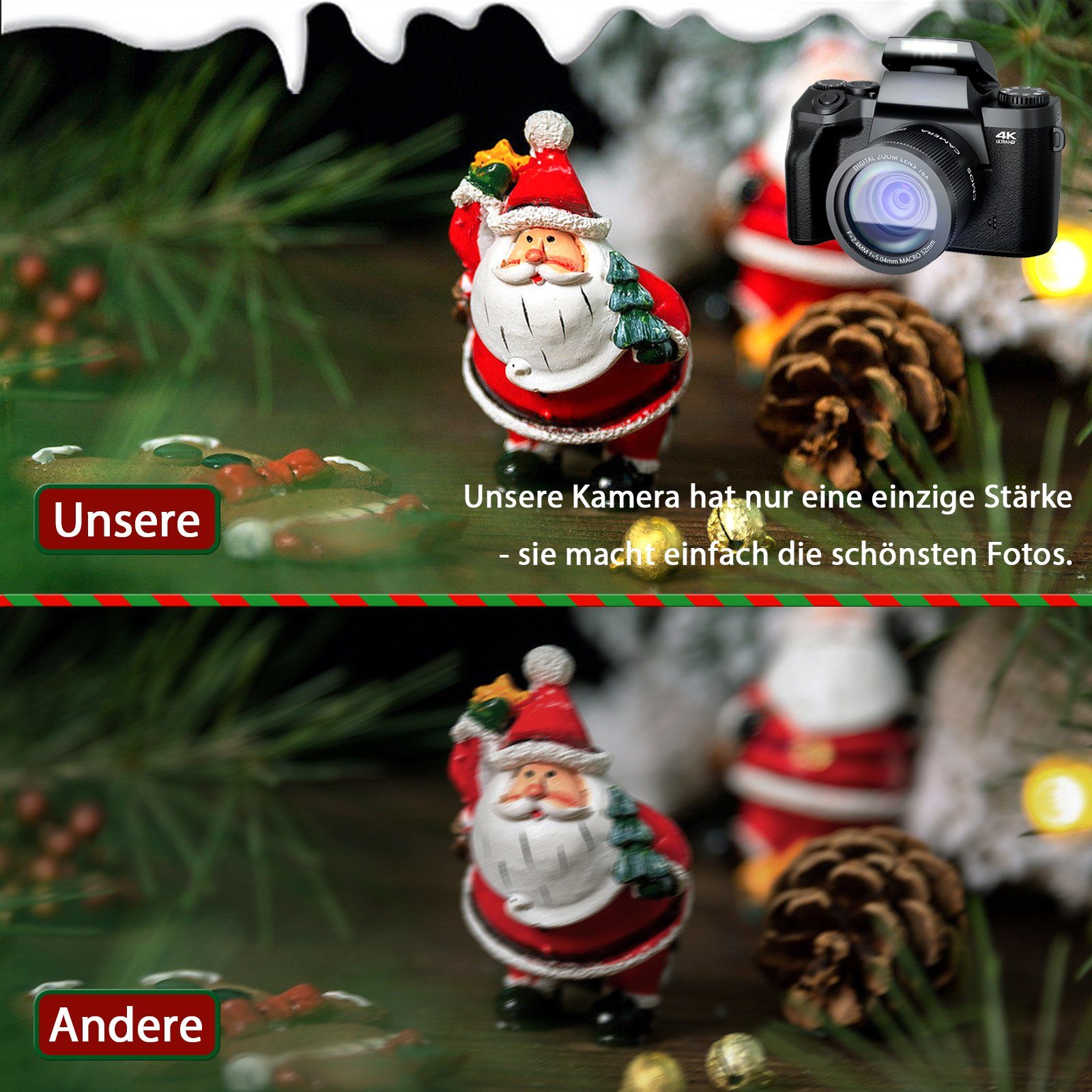 OKA Digitalkamera, 64 Megapixel Dual-Kamera, Kompaktkamera (64 MP, WLAN (Wi-Fi), inkl. 4K Ultra HD Digitalkamera mit drahtloser Fernbedienung, 18x Zoom 4,4-Zoll großen Bildschirm Kompaktkamera für Anfänger)