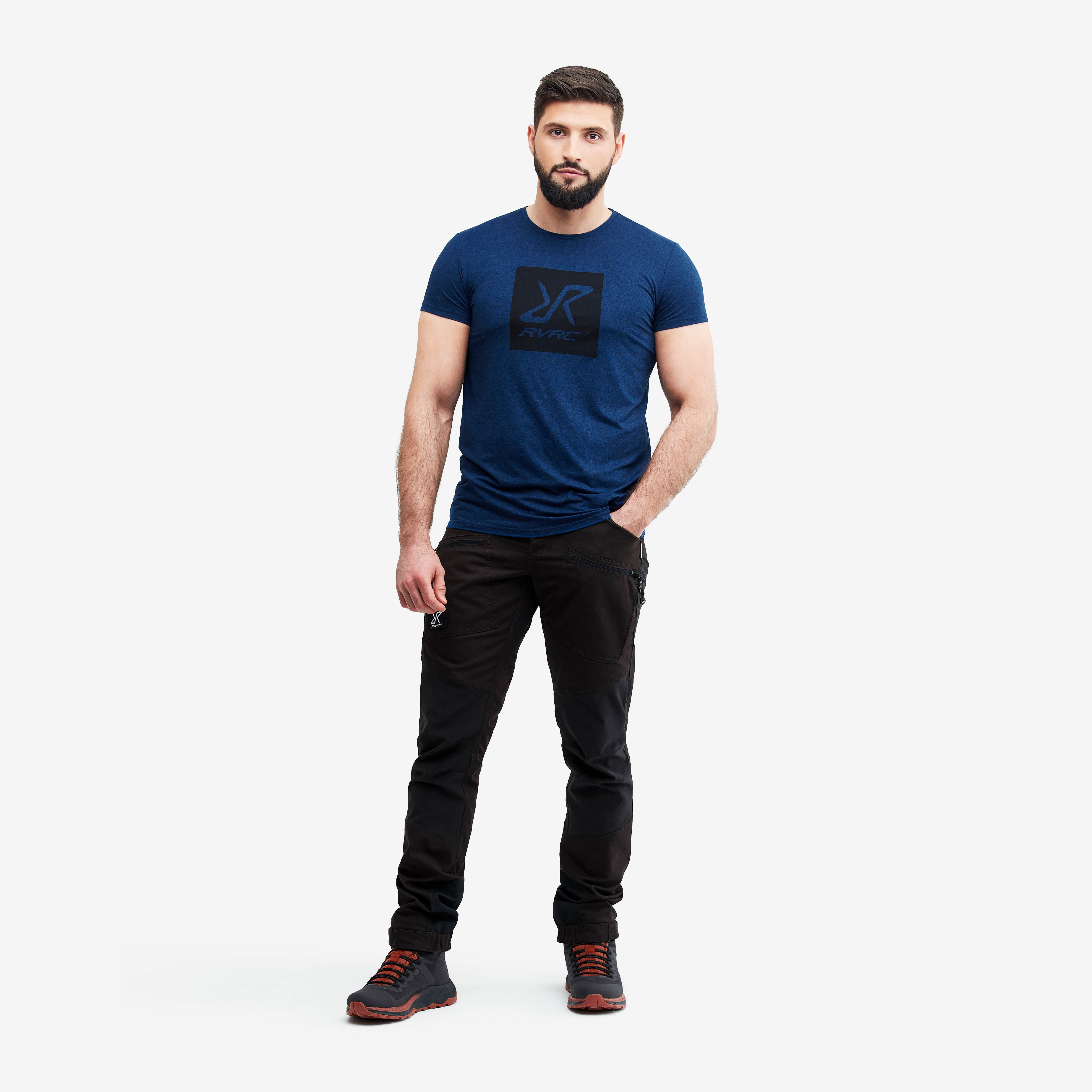 Vagabond Logo Tee Homme Dark Blue Melange