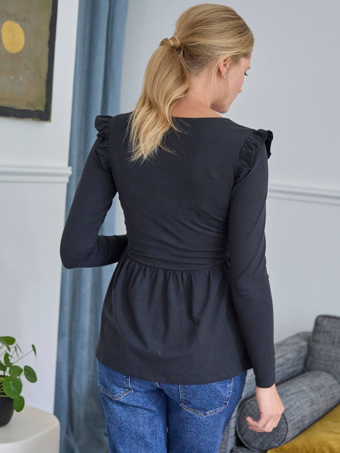 Vertbaudet Blusenshirt für Schwangerschaft & Stillzeit Oeko-Tex - schwarz