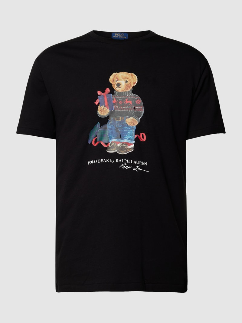 T-Shirt mit Label-Print in schwarz