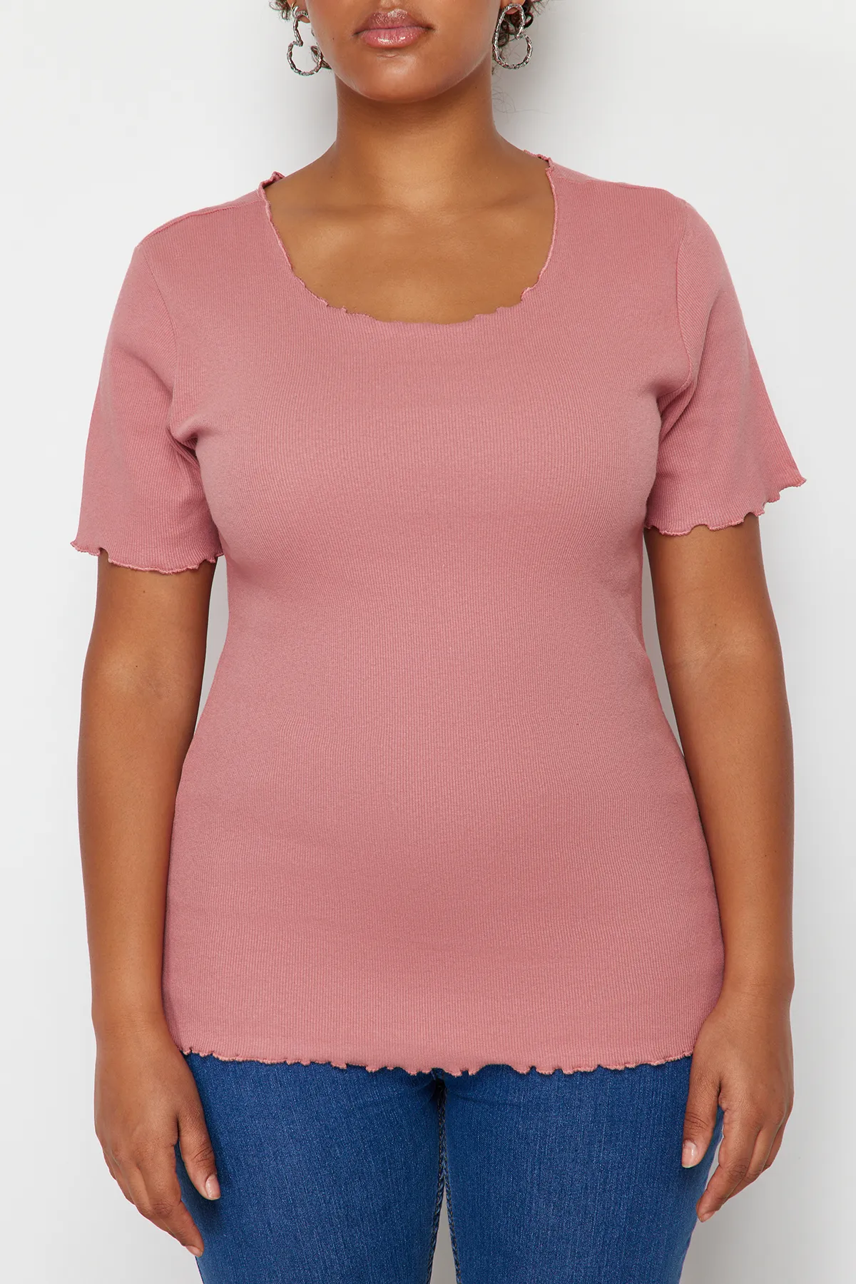 Trendyol Curve  Dusty Rose Camisole-Strickbluse in Übergröße