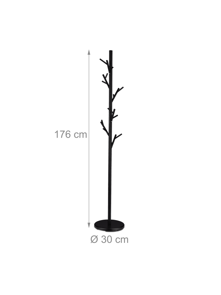 relaxdays Garderobenständer in Schwarz - (H)176 x Ø 30 cm günstig kaufen onesize