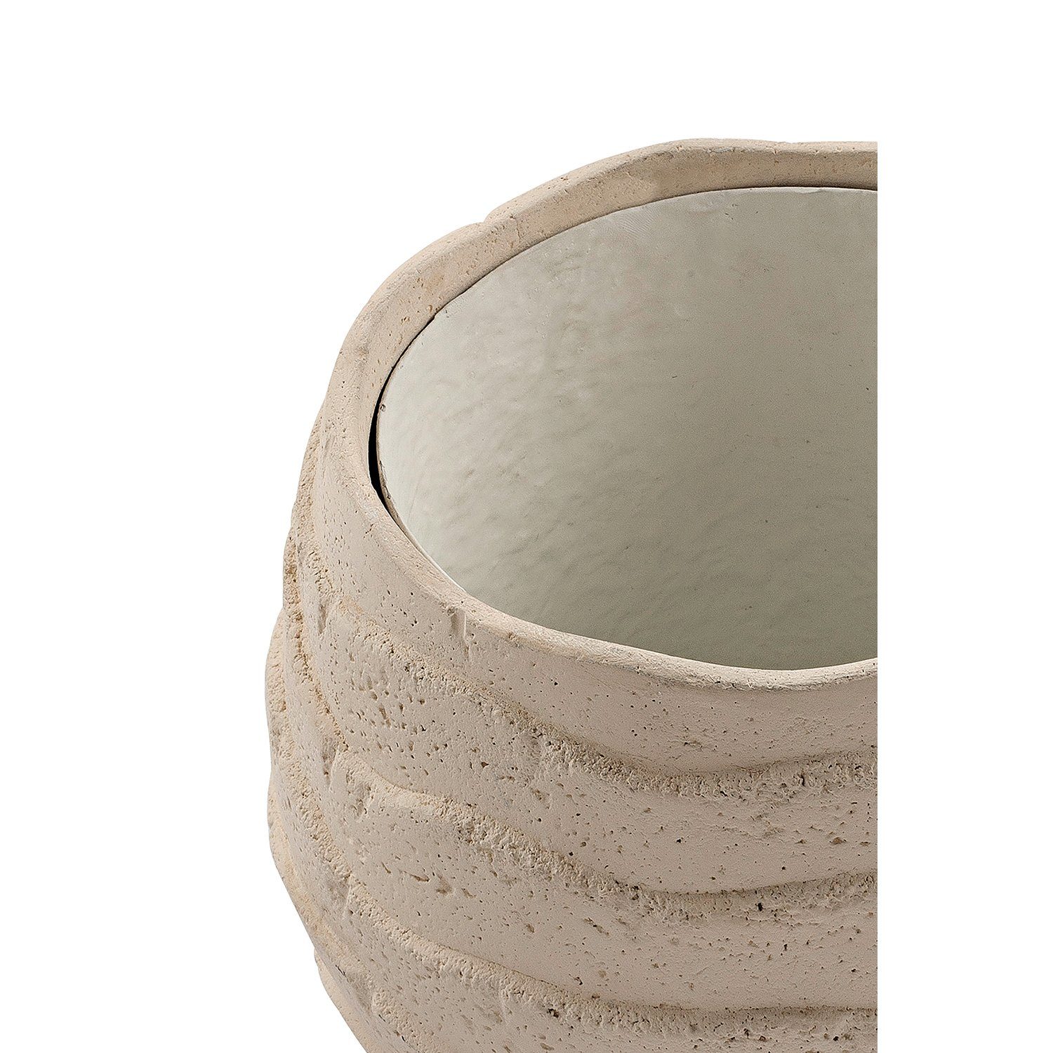 Fink Übertopf Übertopf COCON - creme - Kalksteingemisch - H.17,5cm x Ø 22cm, Boden mit Loch + Gummistopfen - outdoorgeeignet