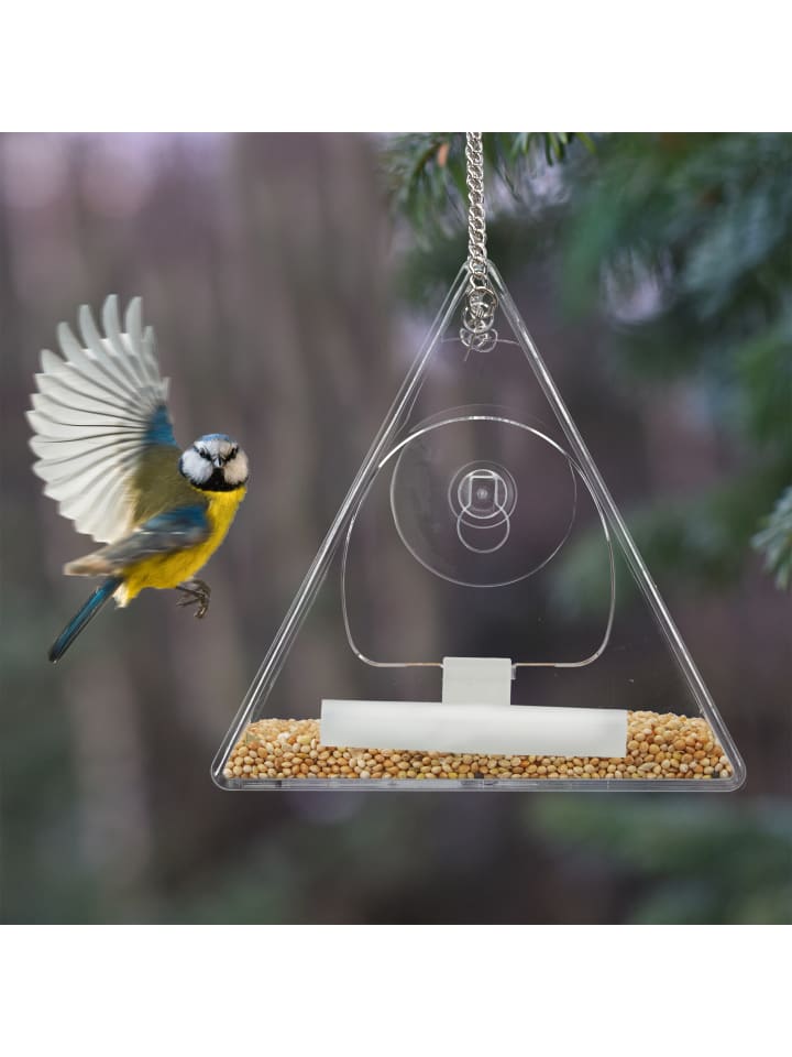 relaxdays Vogelfutterhaus in Transparent - (B)12,5 x (H)13 x (T)7,5 cm günstig kaufen onesize