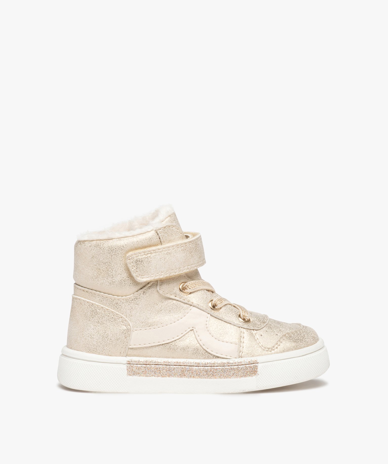 Baskets bébé fille mid-cut métallisées et pailletées or | GEMO