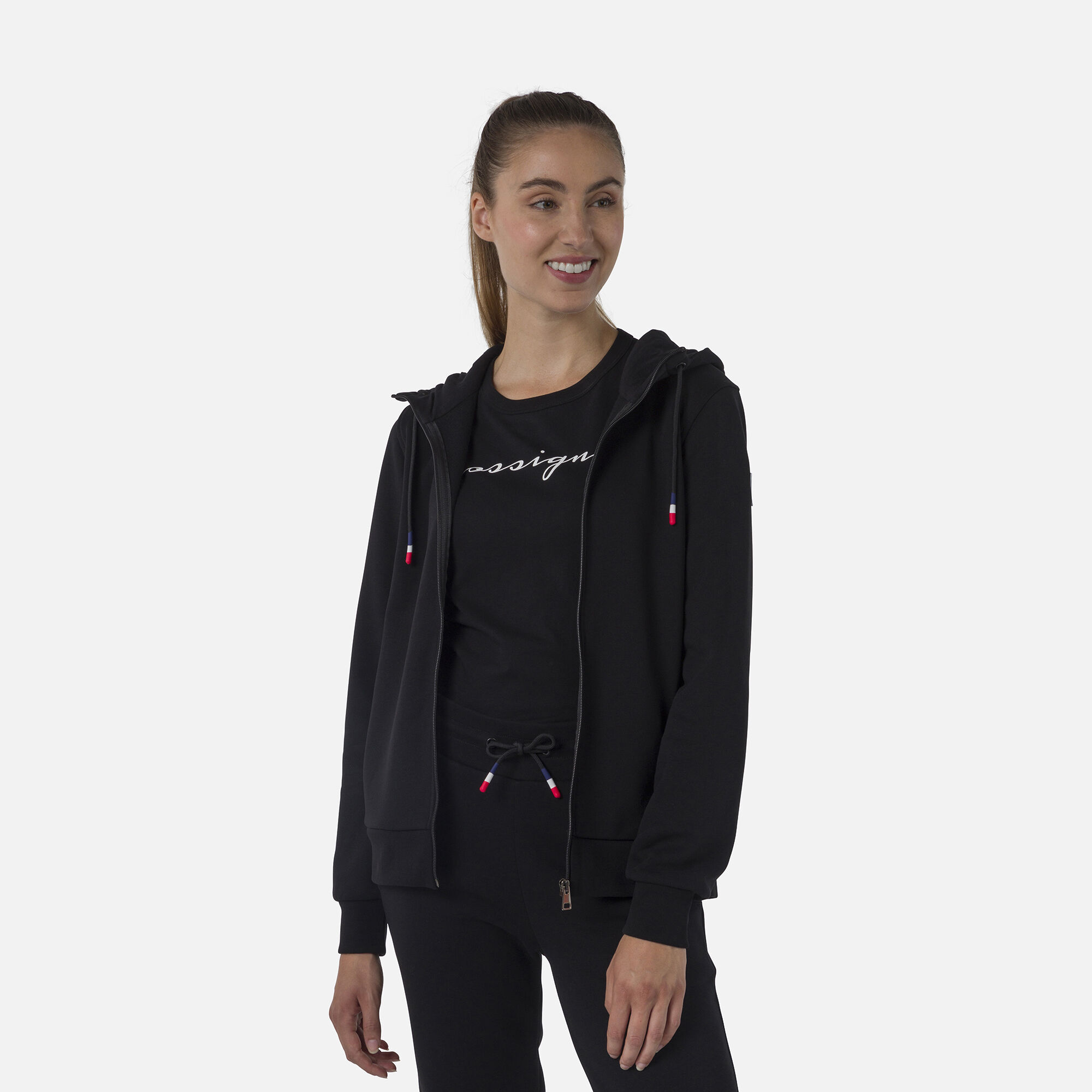 Sweat à capuche zippé molletonné Logo Femme