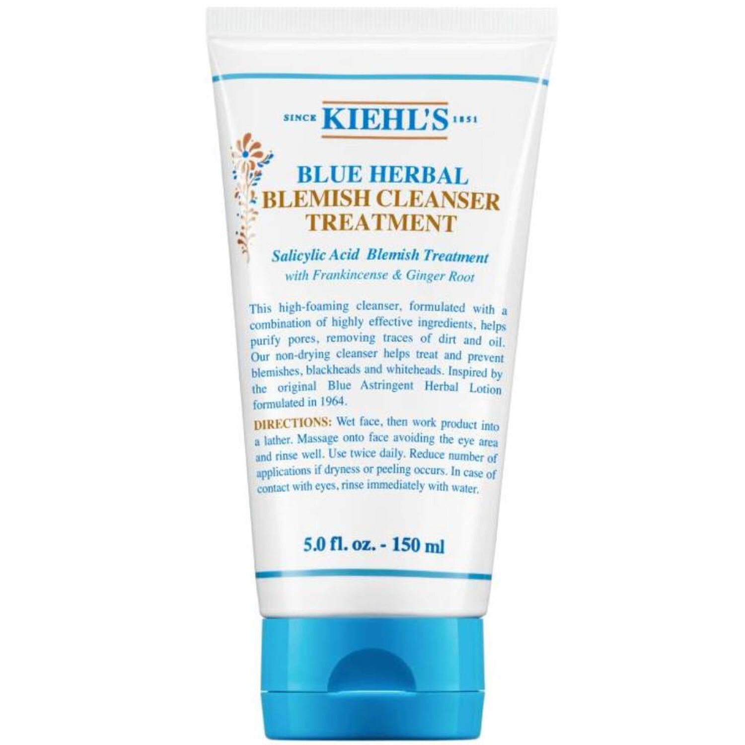 kiehl's Blue Herbal Gel Cleanser Nettoyant visage purifiant anti-imperfections pour peaux jeunes 150 ml