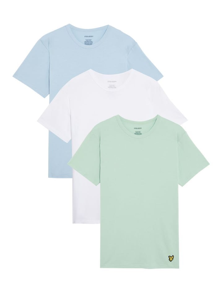 Lyle & Scott T-Shirt (3Er-Set) in Jadegrün/ Weiß/ Blau günstig kaufen