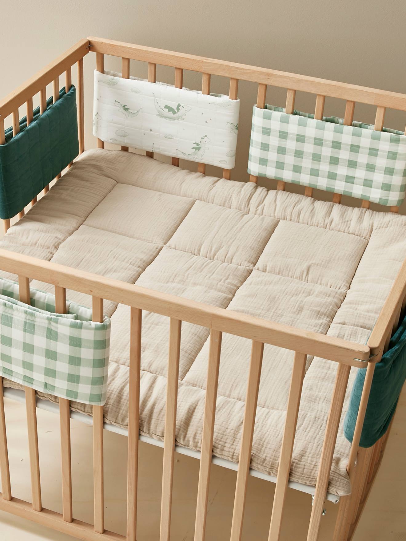 Vertbaudet Baby Bettumrandung/Laufstall-Polster DRACHE Oeko-Tex - mehrfarbig