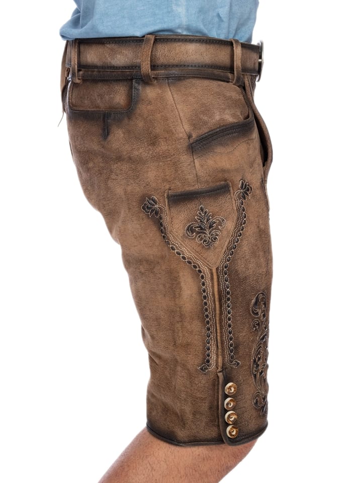 Gwandler Lederhose MARIUS-gespeckt in dunkelbraun günstig kaufen