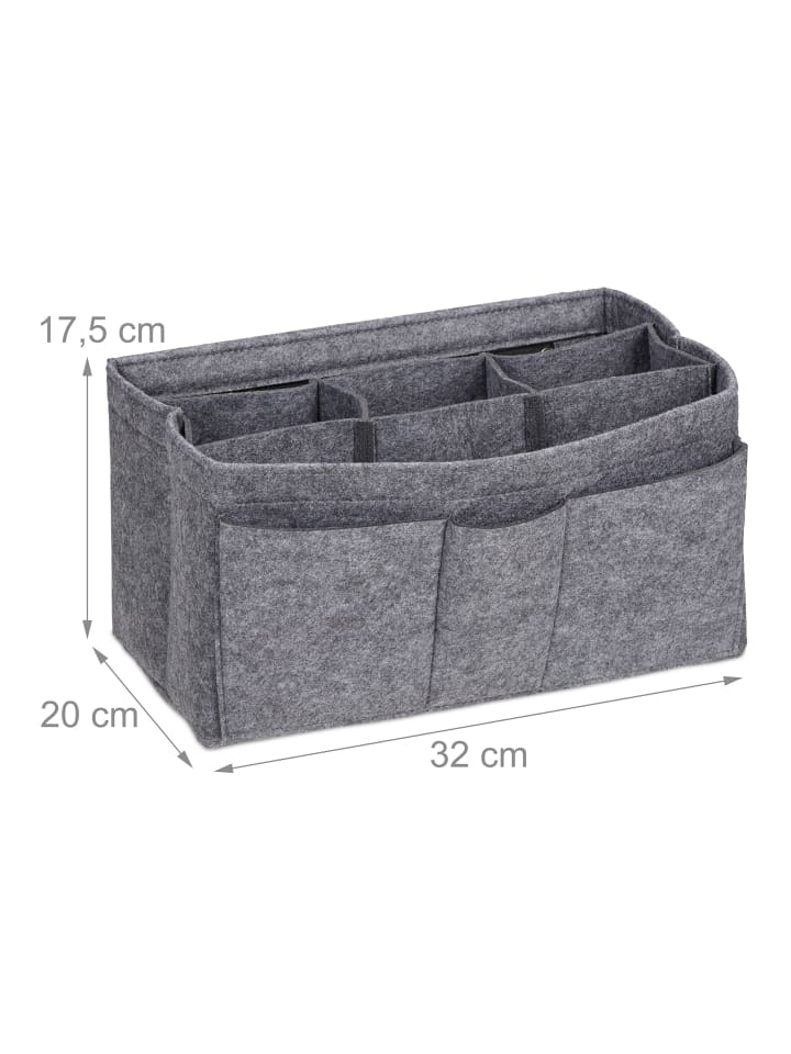 relaxdays Taschenorganizer in Dunkelgrau - (B)32 x (H)17,5 x (T)20 cm günstig kaufen onesize