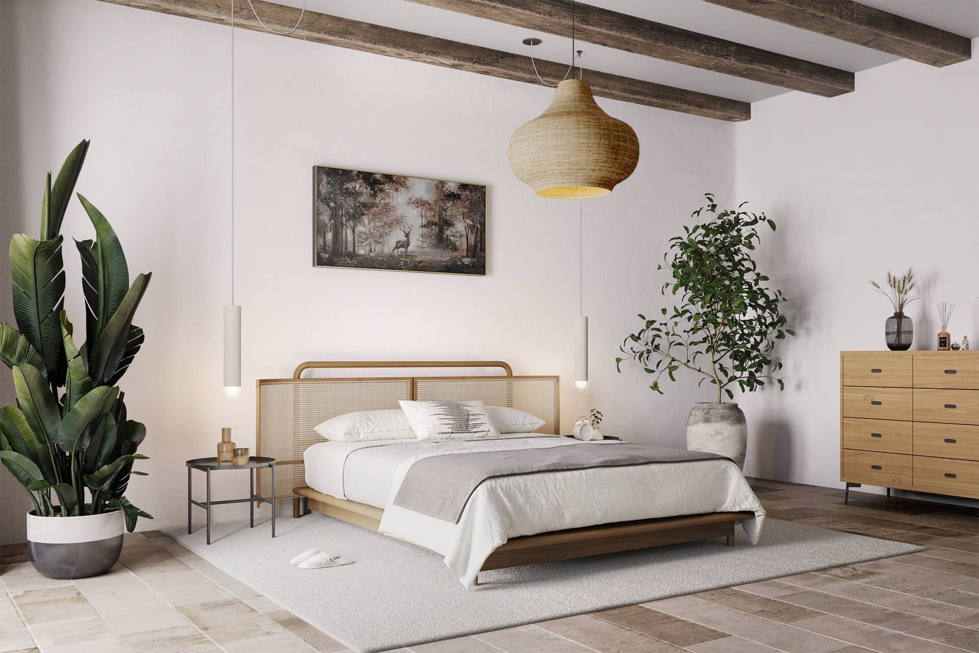 KUNSTLOFT Gemälde Stag in the Brume 120x60 cm, Leinwandbild 100% HANDGEMALT Wandbild Wohnzimmer