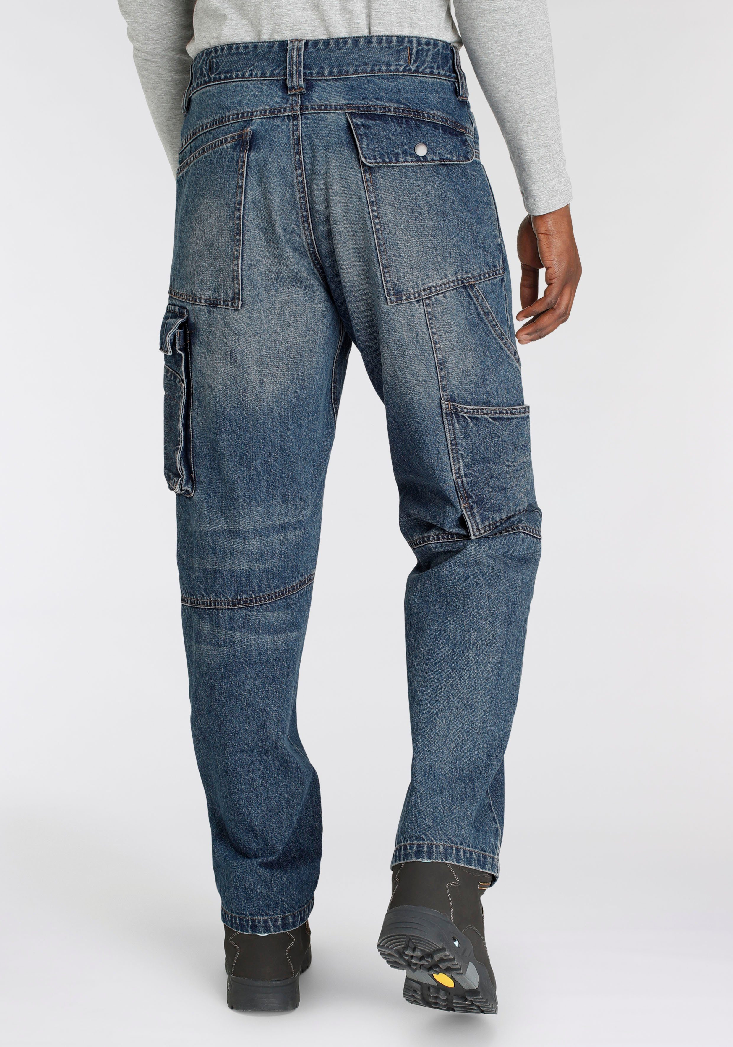 Northern Country Arbeitshose Multipocket Jeans (aus 100% Baumwolle, robuster Jeansstoff, comfort fit) mit dehnbarem Bund, mit 9 praktischen Taschen
