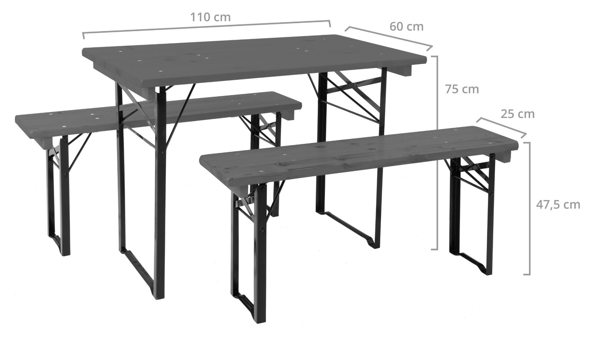 Stagecaptain Bierzeltgarnitur BBEU-110 Hirschgarten Bierzeltgarnitur für 110 cm, (3-tlg)