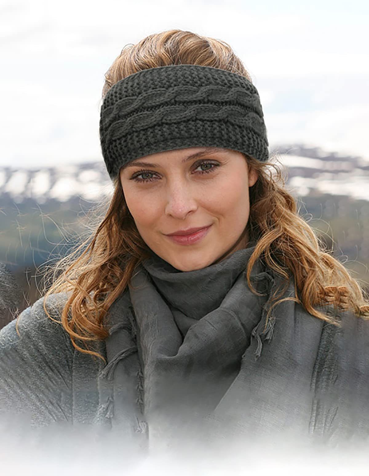 YYV Haarband Winter Stirnband Damen Strick Ohrenwärmer Haarband Haarreifen Mädchen, 4-tlg., Elastische Plüsch Skifahren, Geknotet Gestrickt Stirnbänder Verdicken Frauen Haarbänder Häkelarbeit